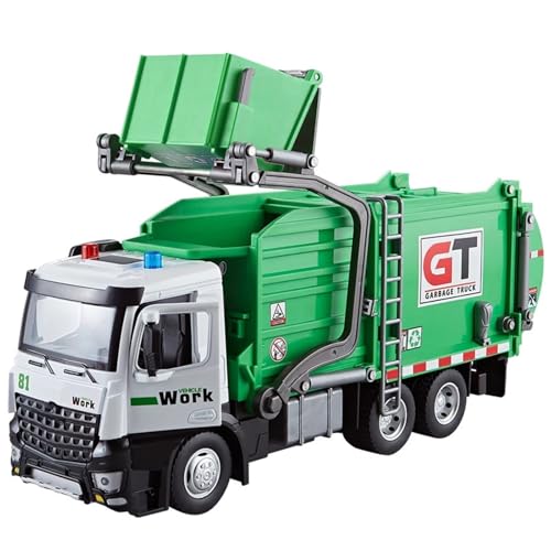 CJJXKBEP Fertiges Modellauto 1:24 Müllabfuhr-LKW. Technischer Transport-LKW Zeigt Modelle, Autos, Mini-Fahrzeuge Aus Druckguss, Mit Rückziehfunktion Miniatur Auto Modell im Massstab von CJJXKBEP