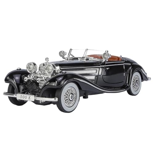 CJJXKBEP Fertiges Modellauto 1:24 for Benz Classic Vintage 500K Simulationsautomodell Aus Legierung. Miniaturfahrzeugmodell Aus Druckguss. Exquisite Sammlung Miniatur Auto Modell im Massstab(Black) von CJJXKBEP