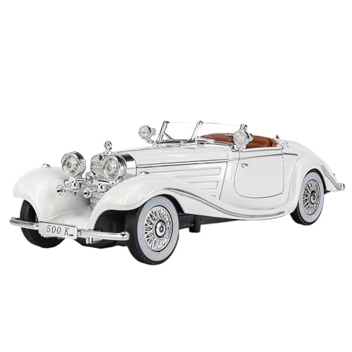 CJJXKBEP Fertiges Modellauto 1:24 for Benz Classic Vintage 500K Simulationsautomodell Aus Legierung. Miniaturfahrzeugmodell Aus Druckguss. Exquisite Sammlung Miniatur Auto Modell im Massstab(White) von CJJXKBEP