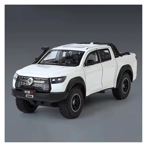 CJJXKBEP Fertiges Modellauto 1:24 for Great Wall POER Auto Modell Legierung Diecast Freilauf Sound Licht Off-Road Pickup Truck Modelle Sammlung Miniatur Auto Modell im Massstab(White) von CJJXKBEP