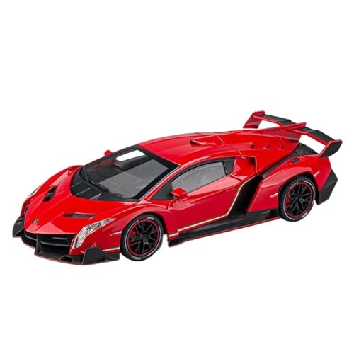 CJJXKBEP Fertiges Modellauto 1:24 for Lamborghini Veneno Sportwagenmodell Metalldruckguss Türen Geöffnet Licht Sound Fahrzeugmodelle Sammlung Geschenke Miniatur Auto Modell im Massstab(Red) von CJJXKBEP