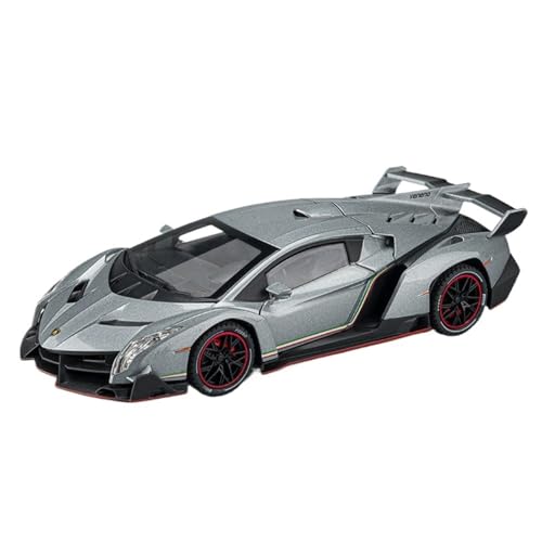 CJJXKBEP Fertiges Modellauto 1:24 for Lamborghini Veneno Sportwagenmodell Metalldruckguss Türen Geöffnet Licht Sound Fahrzeugmodelle Sammlung Geschenke Miniatur Auto Modell im Massstab(Titanium) von CJJXKBEP