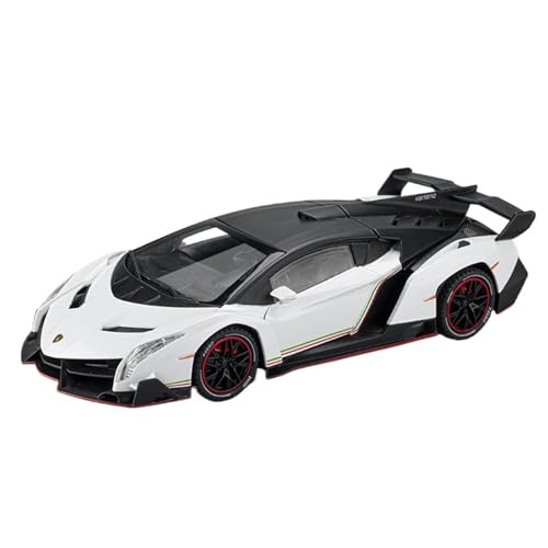 CJJXKBEP Fertiges Modellauto 1:24 for Lamborghini Veneno Sportwagenmodell Metalldruckguss Türen Geöffnet Licht Sound Fahrzeugmodelle Sammlung Geschenke Miniatur Auto Modell im Massstab(White) von CJJXKBEP