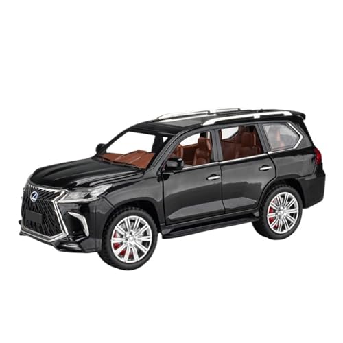 CJJXKBEP Fertiges Modellauto 1:24 for Lexus LX570 SUV Auto Modell Druckguss Legierung Türen Geöffnet Musik Licht Zurückziehen Off-Road-Fahrzeuge Modelle Miniatur Auto Modell im Massstab(Black) von CJJXKBEP