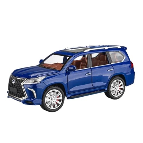 CJJXKBEP Fertiges Modellauto 1:24 for Lexus LX570 SUV Auto Modell Druckguss Legierung Türen Geöffnet Musik Licht Zurückziehen Off-Road-Fahrzeuge Modelle Miniatur Auto Modell im Massstab(Blue) von CJJXKBEP