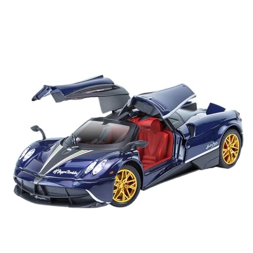 CJJXKBEP Fertiges Modellauto 1:24 for Pagani Huayra Dinastia Simulation Sportwagenmodell Legierung Druckguss Sound Licht 4 Türen Geöffnetes Rennfahrzeug Miniatur Auto Modell im Massstab(Blue) von CJJXKBEP