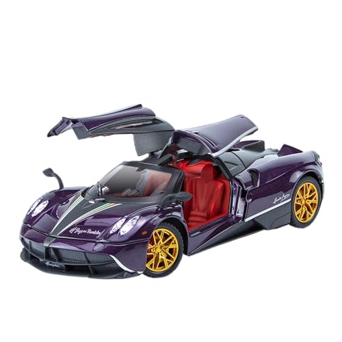 CJJXKBEP Fertiges Modellauto 1:24 for Pagani Huayra Dinastia Simulation Sportwagenmodell Legierung Druckguss Sound Licht 4 Türen Geöffnetes Rennfahrzeug Miniatur Auto Modell im Massstab(Purple) von CJJXKBEP