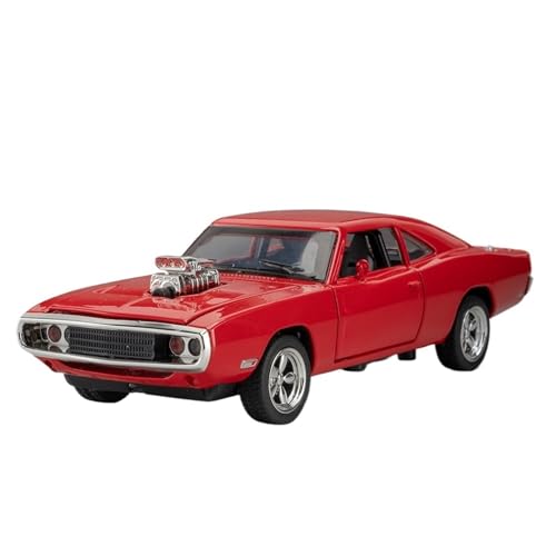 CJJXKBEP Fertiges Modellauto 1:32 for Dodge Challenger Hellcat1970 Metall-Druckguss-Automodelle, Zurückziehende Sound-Licht-Mikrosimulationsfahrzeuge Miniatur Auto Modell im Massstab(Red) von CJJXKBEP