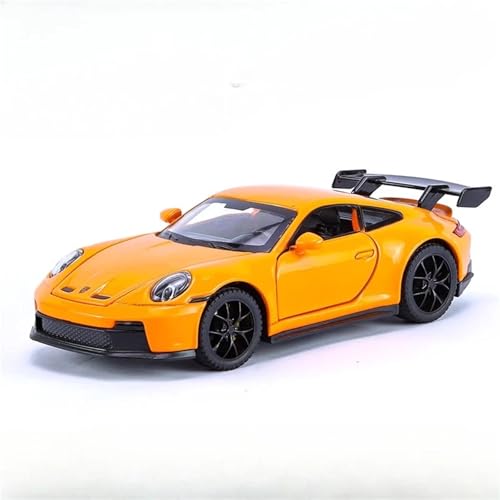 CJJXKBEP Fertiges Modellauto 1:32 for Porsche 911 GT3 Modellautos, Metalldruckguss, Zurückziehbar, Sound, Licht, Heimdekoration, Miniatur-Fahrzeugsammlung Miniatur Auto Modell im Massstab(Orange) von CJJXKBEP