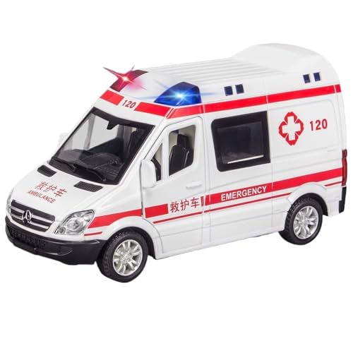 CJJXKBEP Fertiges Modellauto 1:36 City Ambulance Model Cars Alloy Diecast Simulation SWAT Car Pull Back Sound Light Police Vehicle Collection Miniatur Auto Modell im Massstab(120 White) von CJJXKBEP