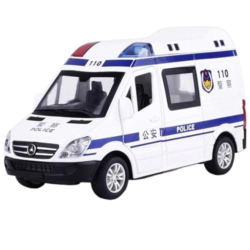 CJJXKBEP Fertiges Modellauto 1:36 City Ambulance Model Cars Alloy Diecast Simulation SWAT Car Pull Back Sound Light Police Vehicle Collection Miniatur Auto Modell im Massstab(Police White) von CJJXKBEP