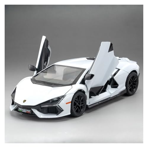 CJJXKBEP Fertiges Modellauto Diecast 1:24 for Lamborghini REVUELTO Sportwagen Modell Zurückziehen Sound Licht Racing Miniatur Simulation Fahrzeug Miniatur Auto Modell im Massstab(White) von CJJXKBEP