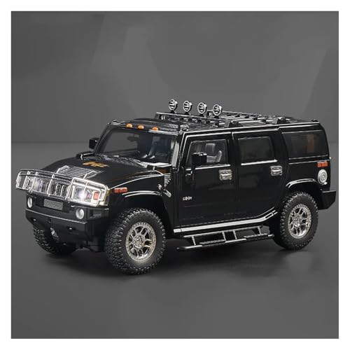 CJJXKBEP Fertiges Modellauto Druckguss 1:18 for Hummer H2 Modell-SUV-Autos 6 Türen Geöffnet Sound Licht Stoßdämpfung Mini-Geländewagen Mod Miniatur Auto Modell im Massstab(Black) von CJJXKBEP