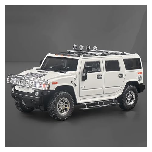 CJJXKBEP Fertiges Modellauto Druckguss 1:18 for Hummer H2 Modell-SUV-Autos 6 Türen Geöffnet Sound Licht Stoßdämpfung Mini-Geländewagen Mod Miniatur Auto Modell im Massstab(White) von CJJXKBEP