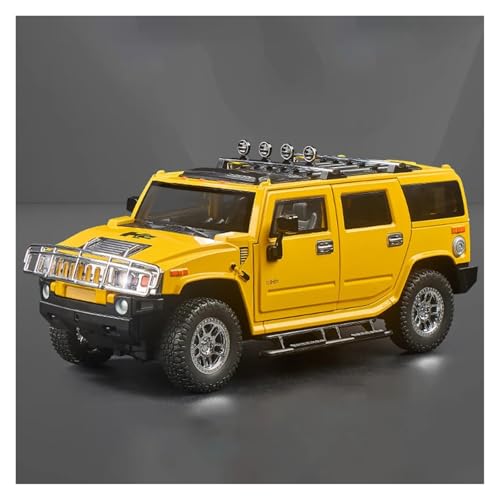 CJJXKBEP Fertiges Modellauto Druckguss 1:18 for Hummer H2 Modell-SUV-Autos 6 Türen Geöffnet Sound Licht Stoßdämpfung Mini-Geländewagen Mod Miniatur Auto Modell im Massstab(Yellow) von CJJXKBEP