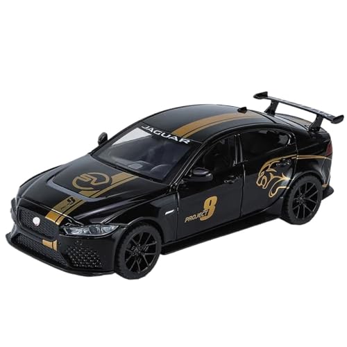 CJJXKBEP Fertiges Modellauto Druckguss 1:32 for Jaguar Project8 Simulations-Legierungsautomodell Mit Sound Und Licht. Miniatur-Fahrzeugmodell for Zurückziehen Miniatur Auto Modell im Massstab(Black) von CJJXKBEP