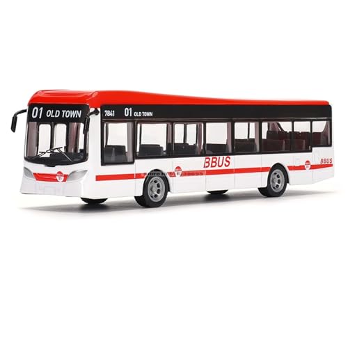 CJJXKBEP Fertiges Modellauto Legierung 1/50 Stadtbus Touristen-Sightseeing-Fahrzeuge Simulationsautomodell Miniaturfahrzeugmodell Präsentiert Sammlung Miniatur Auto Modell im Massstab(White) von CJJXKBEP