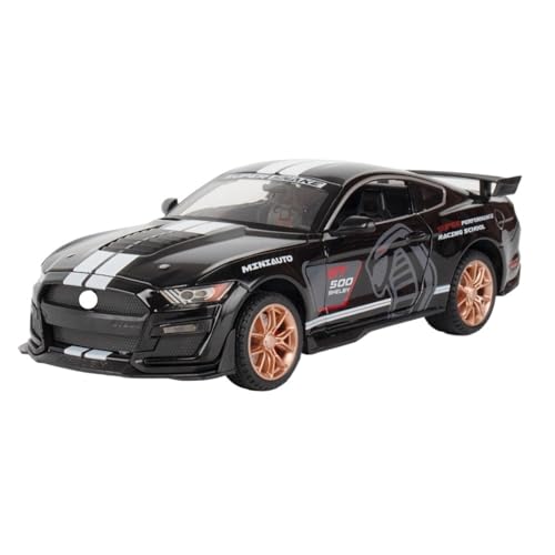 CJJXKBEP Fertiges Modellauto Legierung 1:24 for Ford Mustang Shelby GT500 Simulationsautomodell Sound Und Licht Miniaturfahrzeugmodell Zurückziehen Miniatur Auto Modell im Massstab(Black) von CJJXKBEP