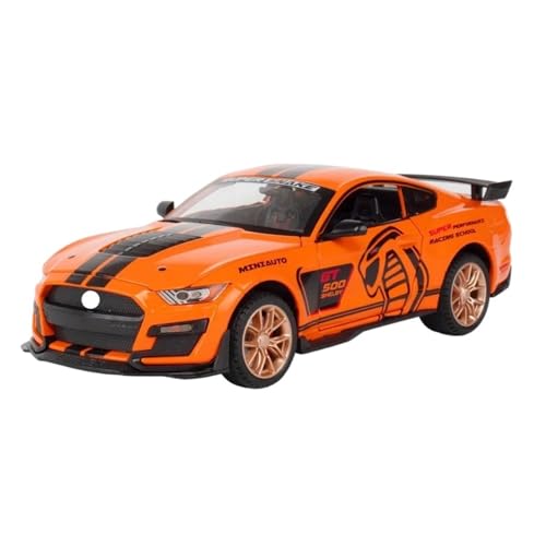 CJJXKBEP Fertiges Modellauto Legierung 1:24 for Ford Mustang Shelby GT500 Simulationsautomodell Sound Und Licht Miniaturfahrzeugmodell Zurückziehen Miniatur Auto Modell im Massstab(Orange) von CJJXKBEP