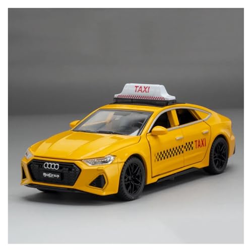 CJJXKBEP Fertiges Modellauto Legierung 1:32 for Audi RS7 Modellautos Taxi Malerei Zurückziehen Sound Licht Simulation Fahrzeuge Exquisite Sammlung Miniatur Auto Modell im Massstab(Yellow) von CJJXKBEP