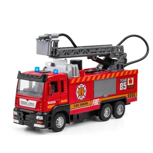 CJJXKBEP Fertiges Modellauto Legierung Diecast 1/32 Feuer Leiter LKW Modell Auto Mit Licht Sound Rettungs Feuerwehrmann Fahrzeug Mini Fahrzeug Modelle Miniatur Auto Modell im Massstab von CJJXKBEP