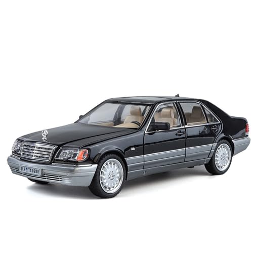 CJJXKBEP Fertiges Modellauto Legierung Diecast 1:24 for Mercedes-Benz W140 Miniatur Auto Modelle Sound Licht Zurückziehen Modell Fahrzeug Miniatur Auto Modell im Massstab(Black) von CJJXKBEP