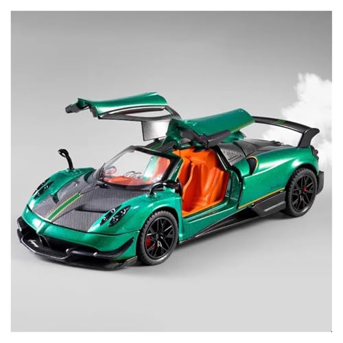 CJJXKBEP Fertiges Modellauto Legierung Diecast 1:24 for Pagani Huayra Auto Modell Sound Licht Zurückziehen Supercar Exquisite Präsentiert Sammlung Displays Miniatur Auto Modell im Massstab(Green) von CJJXKBEP