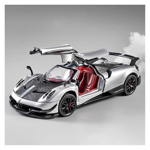 CJJXKBEP Fertiges Modellauto Legierung Diecast 1:24 for Pagani Huayra Auto Modell Sound Licht Zurückziehen Supercar Exquisite Präsentiert Sammlung Displays Miniatur Auto Modell im Massstab(Silver) von CJJXKBEP