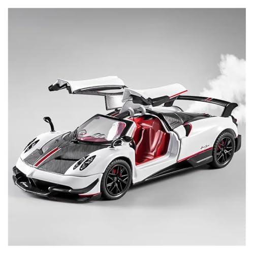 CJJXKBEP Fertiges Modellauto Legierung Diecast 1:24 for Pagani Huayra Auto Modell Sound Licht Zurückziehen Supercar Exquisite Präsentiert Sammlung Displays Miniatur Auto Modell im Massstab(White) von CJJXKBEP