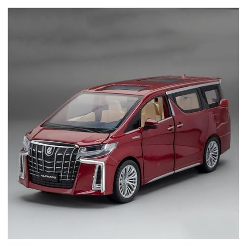 CJJXKBEP Fertiges Modellauto Legierung Diecast 1:24 for Toyota Alpha MPV Auto Modelle Sound Licht Zurückziehen Simulation Miniatur Fahrzeuge Präsentiert Miniatur Auto Modell im Massstab(Red) von CJJXKBEP