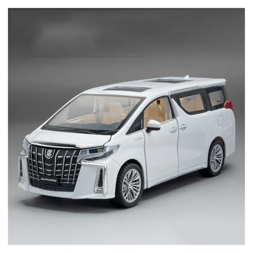 CJJXKBEP Fertiges Modellauto Legierung Diecast 1:24 for Toyota Alpha MPV Auto Modelle Sound Licht Zurückziehen Simulation Miniatur Fahrzeuge Präsentiert Miniatur Auto Modell im Massstab(White) von CJJXKBEP