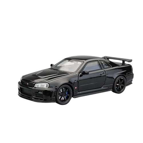 CJJXKBEP Fertiges Modellauto Legierung Diecast 1:32 for Nissan GTR-R34 Modell Auto Sound Licht Zurückziehen Mini Racing Fahrzeug Modelle Miniatur Auto Modell im Massstab(Black) von CJJXKBEP