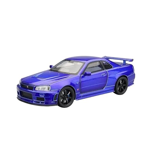 CJJXKBEP Fertiges Modellauto Legierung Diecast 1:32 for Nissan GTR-R34 Modell Auto Sound Licht Zurückziehen Mini Racing Fahrzeug Modelle Miniatur Auto Modell im Massstab(Blue) von CJJXKBEP