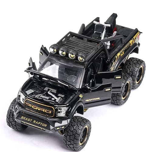 CJJXKBEP Fertiges Modellauto Legierung Druckguss 1/28 for Ford Raptor F150 Geländewagenmodelle Metallsimulation Minifahrzeugmodell Exquisite Sammlungen Miniatur Auto Modell im Massstab(Bright Black) von CJJXKBEP