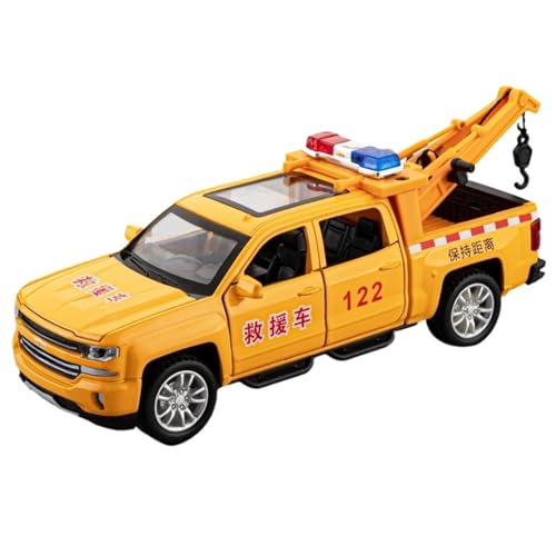 CJJXKBEP Fertiges Modellauto Legierung Druckguss 1:32 Rettungsanhänger Pickups Simulation Automodell 5 Türen Geöffnet Mini Fahrzeugmodell Exquisite Sammlungen Miniatur Auto Modell im Massstab(Yellow) von CJJXKBEP