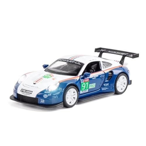 CJJXKBEP Fertiges Modellauto Metall 1:32 for Porsche 911 GT3 RSR Auto Modell Zurückziehen Musik Licht Miniatur Simulation Fahrzeug Sammlung Präsentiert Miniatur Auto Modell im Massstab(Blue) von CJJXKBEP