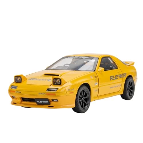 CJJXKBEP Fertiges Modellauto Simulation 1:24 for Mazda Initial D RX7-FC Straßenautomodell Metalldruckguss Miniatur-Supercar-Replik Exquisite Sammlung Miniatur Auto Modell im Massstab(Yellow) von CJJXKBEP