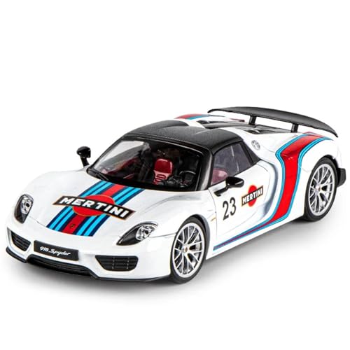 CJJXKBEP Maßstabsgetreues Modellauto, Legierung, 1:18, für Porsche 918 Martini Modellauto, Schalllicht, 4 Türen, geöffnet, simuliertes Mini-Rennfahrzeug, statische Anzeige, Miniatur-Druckguss-Fahrzeug von CJJXKBEP