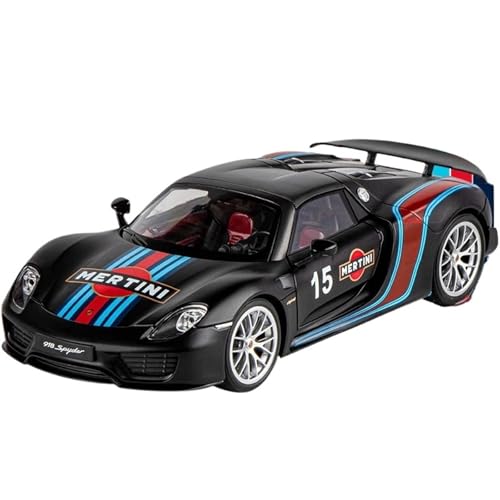 CJJXKBEP Maßstabsgetreues Modellauto Legierung 1:18 für Porsche 918 Martini Modellauto Sound Licht 4 Türen geöffnet simuliertes Mini-Rennfahrzeug Statische Displays Miniatur-Druckguss-Fahrzeug von CJJXKBEP