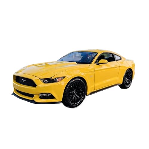 CJJXKBEP Maßstabsgetreues Modellauto im Maßstab 1:18 2015 für Ford Mustang GT, klassischer Sportwagen, Simulationslegierung, statisches Druckguss-Miniaturfahrzeug, Miniatur-Druckguss-Fahrzeug (gelb) von CJJXKBEP