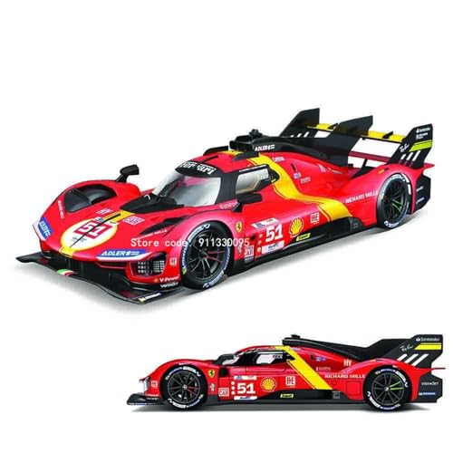 CJJXKBEP Maßstabsgetreues Modellauto im Maßstab 1:18 für Ferrari 499P LMH 2023, Simulationslegierung, statisches Druckguss-Miniaturfahrzeugmodell, Geschenk-Kollektion, Miniatur-Druckguss-Fahrzeug (51) von CJJXKBEP