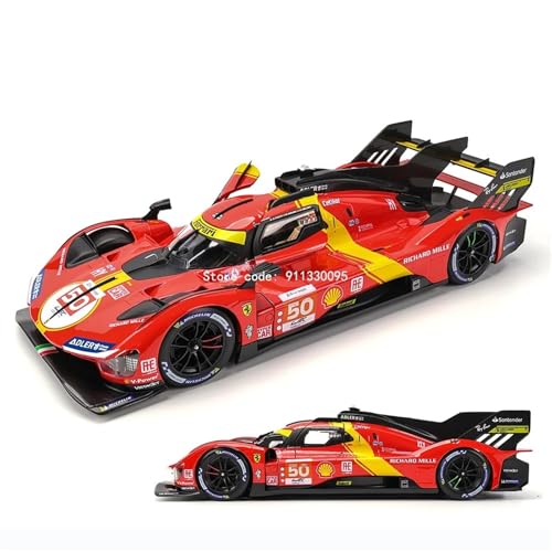 CJJXKBEP Maßstabsgetreues Modellauto im Maßstab 1:18 für Ferrari 499P LMH 2023, Simulationslegierung, statisches Druckguss-Miniaturfahrzeugmodell, Geschenk-Kollektion, Miniatur-Druckguss-Fahrzeug (50) von CJJXKBEP