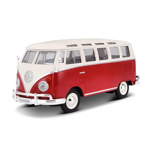 CJJXKBEP Maßstabsgetreues Modellauto im Maßstab 1:24 für Volkswagen 2023 ID.Buzz T1 Retro-Bus, Simulation, Legierung, statisches Druckguss-Miniaturfahrzeug, Miniatur-Druckguss-Fahrzeug (rot) von CJJXKBEP