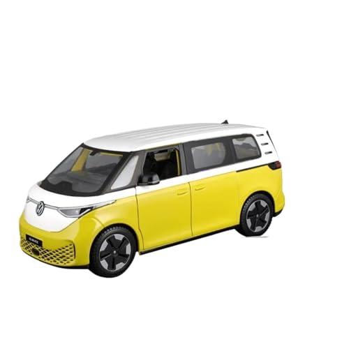 CJJXKBEP Maßstabsgetreues Modellauto im Maßstab 1:24 für Volkswagen 2023 ID.Buzz T1 Retro-Bus, Simulationslegierung, statisches Druckguss-Miniaturfahrzeug, Miniatur-Druckguss-Fahrzeug (gelb) von CJJXKBEP