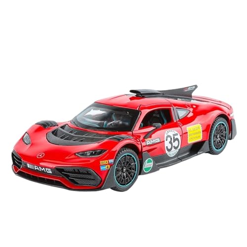 Fertiges Modellauto 1:24 For Mercedes-Benz AMG ONE Sportwagenmodell, Metalldruckguss, Freilaufende Fahrzeuge, Simulation Von Sound Und Licht Als Geschenk Miniatur auto Modell im Massstab(Red Pig) von CJJXKBEP