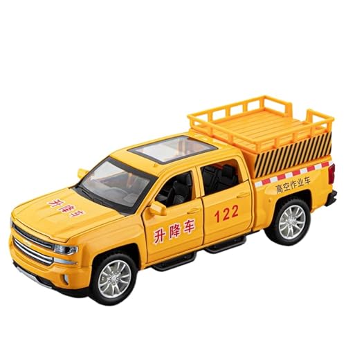 Fertiges Modellauto 1:32 Luftarbeits-LKW-Hubwagen-Legierungsdruckguss-Automodell Mit 5 Geöffneten Türen Und Zurückziehbarem Sound-Licht-Simulationsfahrzeug Miniatur auto Modell im Massstab(Yellow) von CJJXKBEP