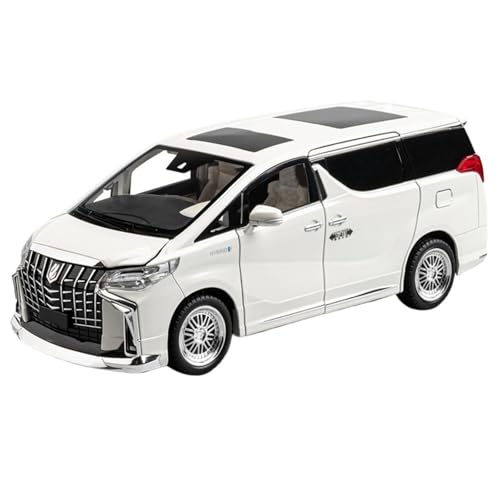 Maßstabsgetreues Modellauto, Druckguss, 1:18, für Toyota Alpha-Automodelle, 6 Türen, geöffnet, Rückzieh-Sound, Leichtmetall, simuliertes Mini-Fahrzeug, Miniatur-Druckguss-Fahrzeug (weiß) von CJJXKBEP