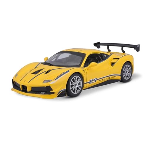 Scale Finished Model Car 1:24 For Ferrari 499P LMH 488 458 FXX K Supercar Simulation Legierung Modell Auto Static Geformt Miniatur Fahrzeug Modell Miniatur Druckguss Fahrzeug (488 yellow) von CJJXKBEP