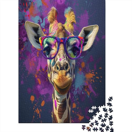 Bunte Giraffe 1000 Stück Puzzles Für Erwachsene Teenager Stress Abbauen Familien-Puzzlespiel 1000-teiliges Puzzle Kinder Lernspiel Spielzeug Geschenk Puzzel 1000pcs (75x50cm) von CJURAMTON