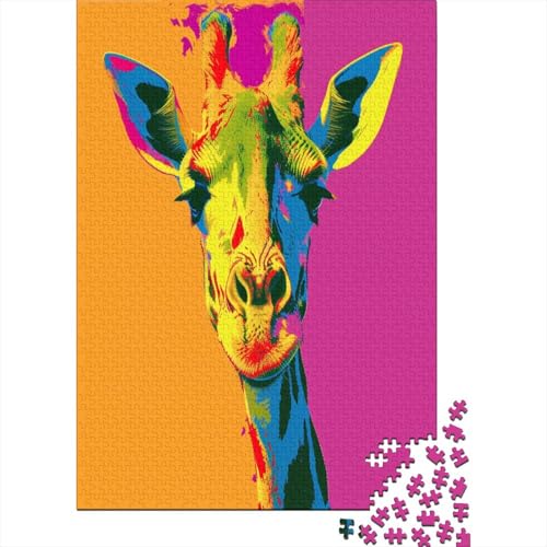 Bunte Giraffe Puzzle 1000 Teile Puzzles Für Erwachsene Lernspiel Herausforderungsspielzeug 1000-teilige Puzzlespiel Für Erwachsene Kinder Puzzel 1000pcs (75x50cm) von CJURAMTON